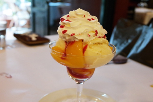 Pêche Melba dessert at Asian Palace