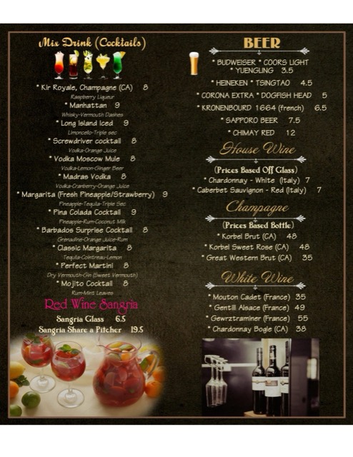 Asian Palace menu page: Beer