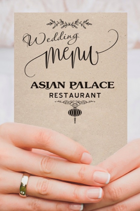 Wedding banquet menu at Asian Palace